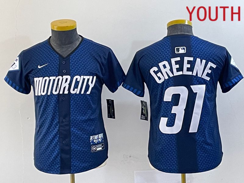 Youth Detroit Tigers #31 Greene Blue City Edition Nike 2024 MLB Jersey style 1